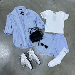 Set Lía Short y Camisón Celeste