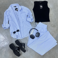 Set Lía Pant y Camisón Celeste